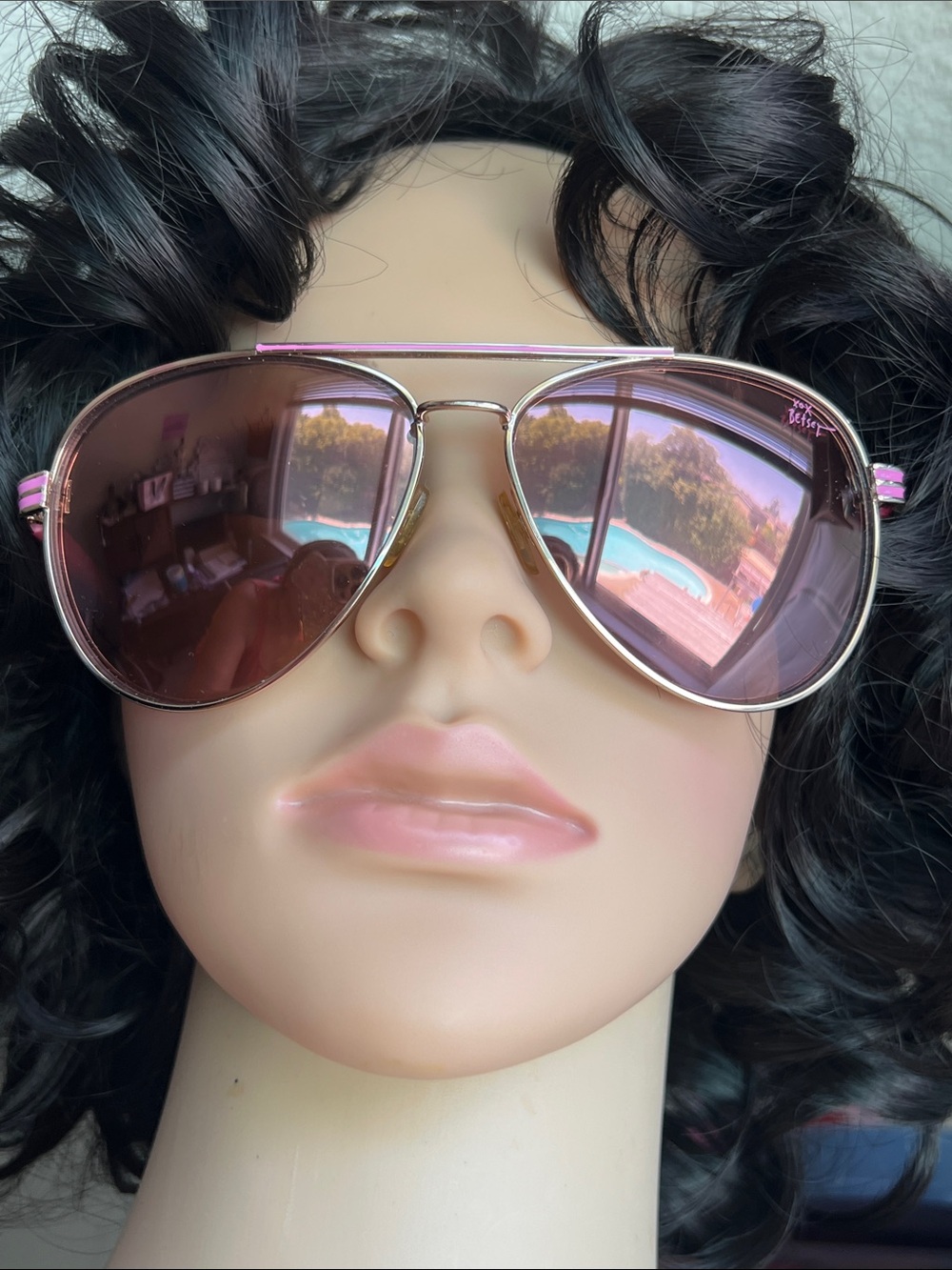 Betsey Johnson Aviator Sunglasses - Pink Mirrored Lenses